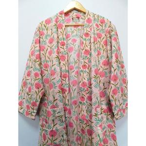 Kimono largo con estampado Floral, ropa de noche suave y cómoda, bata de baño de algodón, bata de verano, Kimono nupcial, ropa de playa, Kimono - Product Image 2