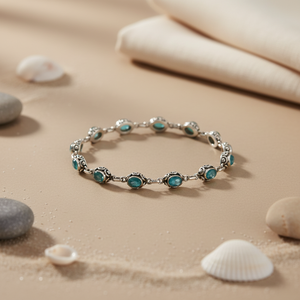 925 <b>Silver</b> Aquamarine <b>Bracelet</b> for <b>Women</b> Trendy Gemstone Jewelry - Product Image 1