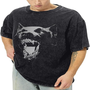 Haute qualité 100% coton respirant séchage rapide coupe décontractée hommes T-Shirts lavage à l'acide décontracté à manches courtes lettre personnalisable - Product Image 5