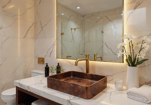 อ่างล้างหน้าทองเหลืองทรงสี่เหลี่ยมผืนผ้าแบบติดผนัง ดีไซน์สี่ด้าน  อ่างเดี่ยว  สามารถปรับแต่งได้ - Product Image 3