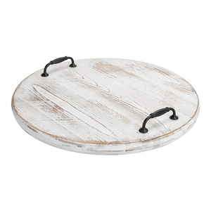 Bandeja de servicio de madera de mango de forma ovalada de lujo con asas de metal exportador líder para servir bebidas de café y decoración a bajo precio - Product Image 6