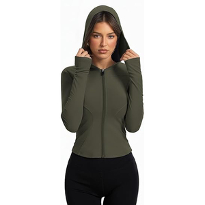 Soft Stretch Wear Full Zip <b>Jacket</b> Women Lightweight <b>Yoga</b> Training Top Comfortable Nylon Spandex Athletic Blend - Product Image 3