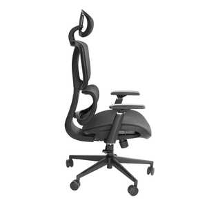 Chaise de bureau noire haut de gamme avec soutien lombaire réglable, design ergonomique en maille, pliable, en mousse et aluminium, pour usage domestique ou professionnel - Product Image 4