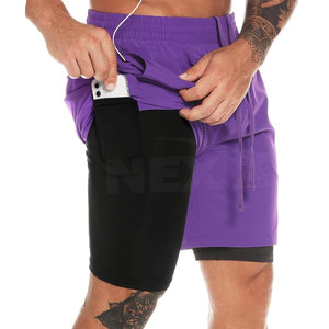 High Manufacturer's Premium Quality Men's Double <b>Layer</b> Shorts High Street Style Solid Pattern Anti-Wrinkle Feature Online Sale - Product Image 2