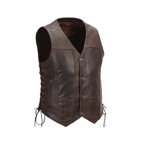 Gilet de moto en cuir véritable pour hommes, gilet en cuir blanc vintage personnalisé de couleur 2 tons - Product Image 6