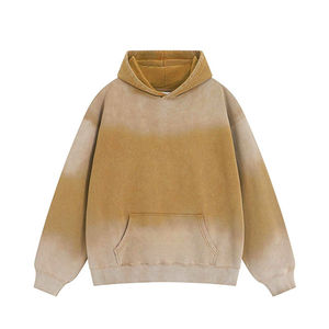 Sweat à capuche homme 100% coton lavé à la pierre Nouveau design Surdimensionné Street Casual Winter Plain Dyed Hooded Wear Respirant - Product Image 1