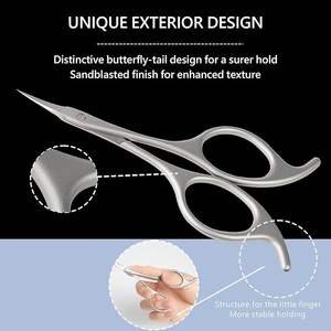 Ciseaux à ongles en acier inoxydable, à lame droite et courbée, pour sourcils, cuticules, maquillage et manucure, pour nail art - Product Image 5