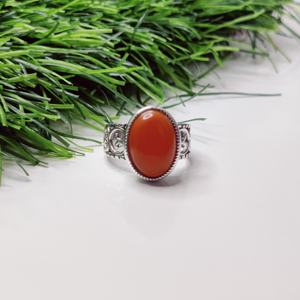 แหวนเงิน Carnelian Cabochon แหวนเงินดีไซน์เนอร์แหวนน้ำหนักเบา - Product Image 5