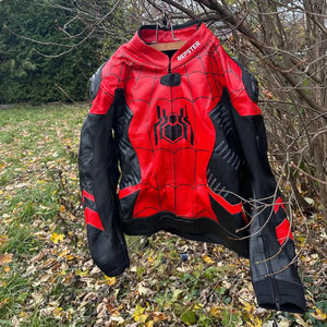 Chaqueta de moto de carreras personalizada para hombre Cuero genuino a prueba de viento y técnicas impresas de talla grande - Product Image 3