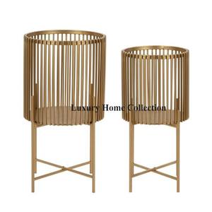 Juego de 3 macetas y macetas de decoración y exhibición de flores de aspecto atractivo con textura martillada de forma redonda chapada en oro de alta calidad - Product Image 3