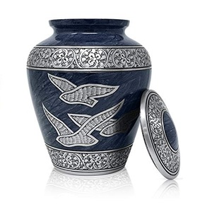 Urnes finies émaillées de couleur bleue les plus vendues pour cendres humaines Urne de crémation à haute vente pour cendres masculines et féminines adultes - Product Image 3