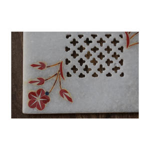 Handmade Marble with Natural Red Stone <b>Flower</b> Inlay Design Premium Quality Rectangular Shape Home & Hotel Decor <b>Soap</b> Dish - Product Image 3