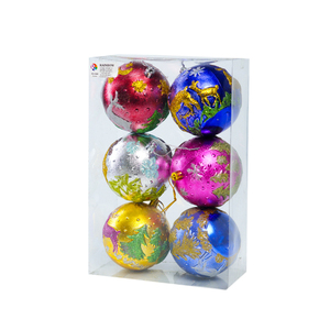 Adornos navideños de plástico hechos a mano de alta calidad, 6 uds., 10cm, acabado brillante, colores surtidos - Product Image 1