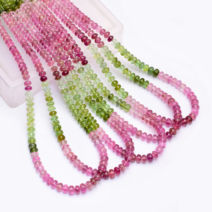 Perles rondes lisses en tourmaline multi-couleurs AAA+ 5mm-6mm, tourmaline naturelle des mines de Calabar, pierres précieuses pour la création de bijoux - Product Image 1