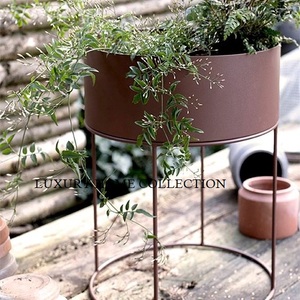 Industrial design modern metal planter with black matte finished and <b>tall</b> minimal <b>stand</b> for luxury apartment or villa decoration - Product Image 3