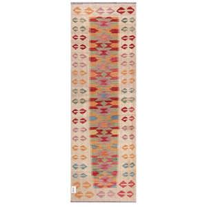 Alfombra Kilim de Maimana, Afganistán, 217 x 73 cm, Alfombra Tradicional Afgana - Product Image 1