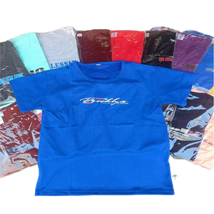 Vêtements en gros Stock d'été 100% coton tricoté T-shirts à manches courtes pour hommes imprimés unis 180g Respirant Écologique - Product Image 1