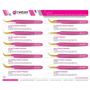Diamond Textured Grip Japanese Stainless Steel Anti Static Isolation Eyelash Extension Tweezers Pointed Tip Pink Color Tweezers - Product Image 6