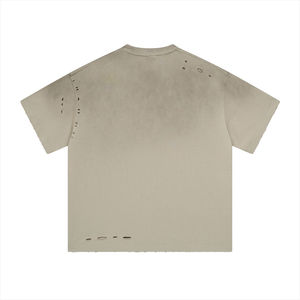 Nueva ropa de calle personalizada, camiseta lavada Vintage estampada, 100% algodón, dobladillo crudo, boxy, ajuste holgado, camiseta recortada con lavado ácido para hombres - Product Image 6