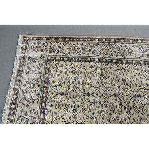 พรมขนาด 4.9x8.6 ฟุต, พรมวินเทจ, พรมลายตารางสีเทาขนแกะตุรกี - Product Image 4