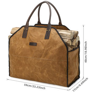 Porte-bûches de bois de chauffage robuste Logo personnalisé sacs fourre-tout en toile sacs de transport de bûches - Product Image 1