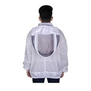 Custom White Three Layer Beekeeping Protective Jacket with Fencing Veil Loose Fit Wasp Safety Coat Unisex - Product Image 2