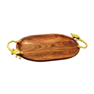 Plateau de service en bois Design, vente en gros, poignée en métal avec plateau en bois pour fête de mariage et plateau de service de Restaurant - Product Image 2
