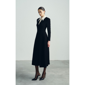 Best-selling Formal Women's <b>Dress</b> With Collar 100% Polyester ANDREA MIDI <b>DRESS</b> Custom Labels Tags <b>WHITE</b> ANT Manufacturer - Product Image 1