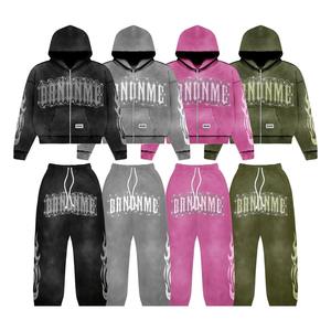 Conjunto Deportivo Unisex de Invierno, Transpirable, con Capucha, Estampado Personalizado, Corte Regular, Pantalones Deportivos Acampanados con Cierre, Último Modelo - Product Image 1