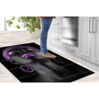 Tapis de porte et tapis de sol imprimés patchwork en laine violette ethnique scintillante, écologiques, non tissés, à motif fin pour couloir