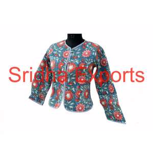 Chaqueta acolchada de algodón con estampado indio para hombres y mujeres Chaqueta de sarga para mujeres con característica de algodón encerado - Product Image 3