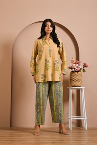 Ensemble coordonné en coton à manches longues, robe en coton d'été pour femmes, robe en coton à imprimé bloc, taille et étiquette personnalisées, grossiste en exportation - Product Image 2