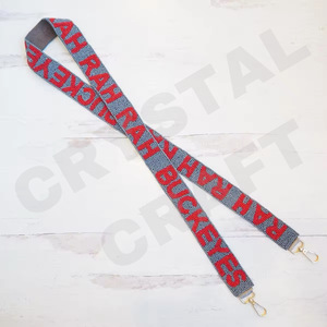 Rah Buckeyes personalizado oro blanco semilla cuentas bolsa correas 'Hook Em Horns' accesorio de moda correa de monedero con cuentas - Product Image 1