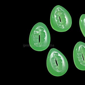 Piedra preciosa tallada en forma de concha de piedra de Calcedonia verde de mejor grado con superficie lisa, Ideal para decoración de regalo colgante de India - Product Image 2