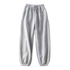 Pantalones de correr deportivos personalizados para mujer, venta al por mayor, pantalones de calle de lana de algodón, pantalones planos decorados con encaje de Invierno para mujer - Product Image 6