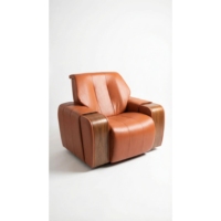 Fauteuil Bergère de Luxe 2026 en Similicuir avec Cadre en Hêtre et Panneaux en Bois Massif – Style Moderne pour Maison, Bureau, Salon, Hôtel, Salle à Manger