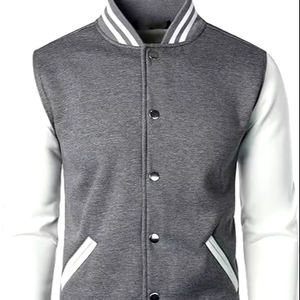 Chaqueta Varsity con Mangas Cepilladas para Hombre, con Cuello Ribado a Rayas, Interior Liso y Contraste Audaz en los Brazos para un Look Urbano Diario - Product Image 2