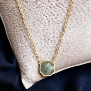 925S Argent Naturel Labradorite Gemme À Facettes Octogone Forme Charme Collier 10 MM Pierre Charmes En Gros Bijoux - Product Image 1