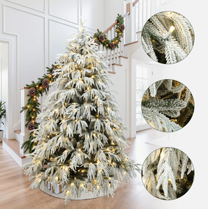 Árbol de Navidad de Lujo Preiluminado con Luces LED de 6.5 Pies, Ramas Nevadas Blancas, Árbol de Navidad con Copos de <span class=keywords><strong>Nieve</strong></span> de PE y PVC para Decoración Navideña - Product Image 6