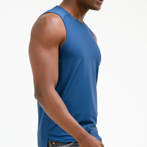 Camiseta sin mangas de gimnasio transpirable de talla grande para hombre, Camiseta de algodón sin mangas Spandex personalizada, método de tejido de punto - Product Image 4