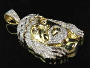 Pendentif pour homme 3,30Ct en moissanite véritable taille ronde JESUS FACE plaqué or jaune 14K - Product Image 4