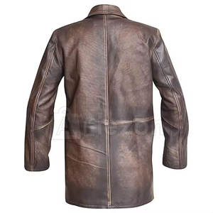 Manteau en cuir véritable pour hommes pleine longueur Trench Style classique vêtements d'extérieur manteau en cuir Design en stock - Product Image 4