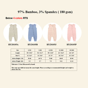 Bambus Baby Kleidung Neugeborene Baby 2 Wege Reiß verschluss Stram pler Ärmellose Sommer Baby Jungen Mädchen Kleidung Großhandel Baby Kleidung Stram pler - Product Image 3