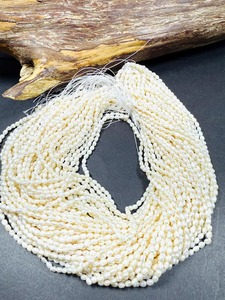 ลูกปัดทรงข้าวน้ำจืดธรรมชาติขนาด3มม. ไข่มุกหลวมสีขาว15นิ้ว - Product Image 4