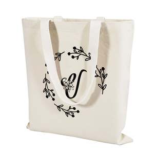 Sac fourre-tout en toile couleur unie avec initiale en forme de 'V' - Product Image 2