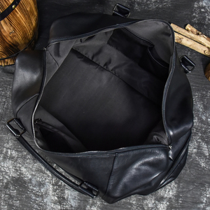 Leather <b>Duffel</b> <b>Bag</b> Weekender Travel <b>Bag</b> with Zipper Closure Durable Black Luxury Sport Large Capacity Portable - Product Image 3