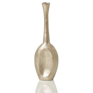 Florero de Metal hueco con acabado plateado de diseño moderno, estilo martillado para mesa, sala de estar, exhibición de recepción de bodas - Product Image 3