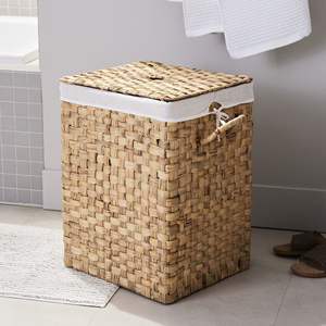 Cheapsale D38 H55 cm Square Handwoven <b>Baskets</b> With <b>Lid</b> and Fabric, <b>Laundry</b> <b>Baskets</b> From Tienphong Vietnam Handicrafts OEM ODM - Product Image 1