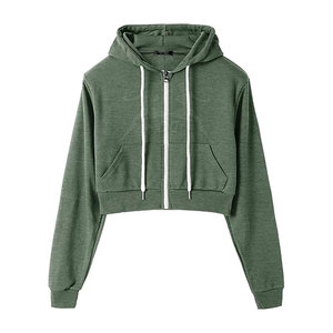 Comfortable Zipper Crop <b>Top</b> Hoodie With Smooth Finish And Relaxed Style Zipper Crop <b>Top</b> Hoodie - Product Image 1