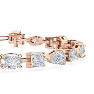 Pulsera de oro de 10 quilates diseñada con diamantes Asscher radiantes ovalados esmeralda de corazón de pera Marquesa perfectos para ocasiones de regalo románticas - Product Image 2